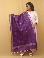 Purple Bhagalpur Handloom Linen Cotton Dupatta - Luxurion World