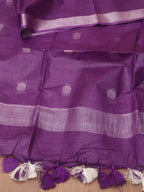 Purple Bhagalpur Handloom Linen Cotton Dupatta - Luxurion World
