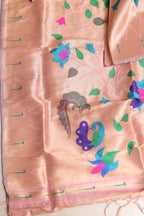 Stunning Pink Paithani Silk Flower & Peacock Design Dupatta- Elegant Ethnic Wear - Luxurion World