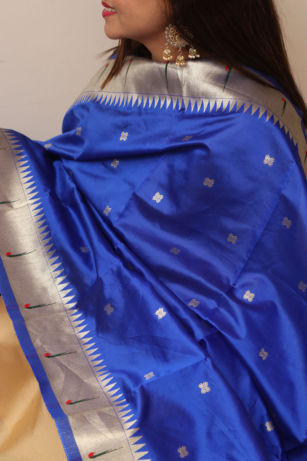 Elegant Blue Paithani Silk Peacock Design Dupatta - Luxurion World