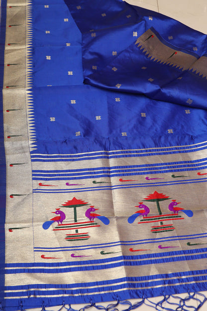 Elegant Blue Paithani Silk Peacock Design Dupatta - Luxurion World
