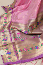Pink Paithani Silk Flower Design Dupatta - Luxurion World