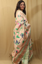 Green Paithani Silk Peacock Floral Dupatta - Luxurion World