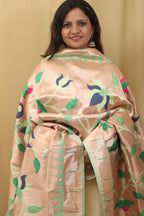 Green Paithani Silk Peacock Floral Dupatta - Luxurion World