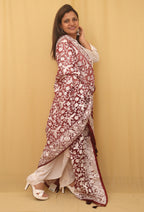 Stunning Brown Embroidered Parsi Organza Silk Dupatta - Versatile & Elegant! - Luxurion World