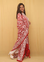 Stunning Red Georgette Dupatta with Elegant Embroidery - Luxurion World