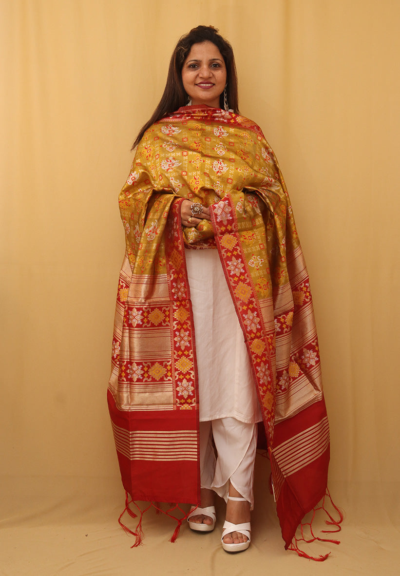 Yellow Patola Silk Dupatta - Luxurion World