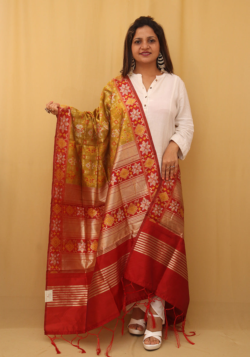 Yellow Patola Silk Dupatta - Luxurion World