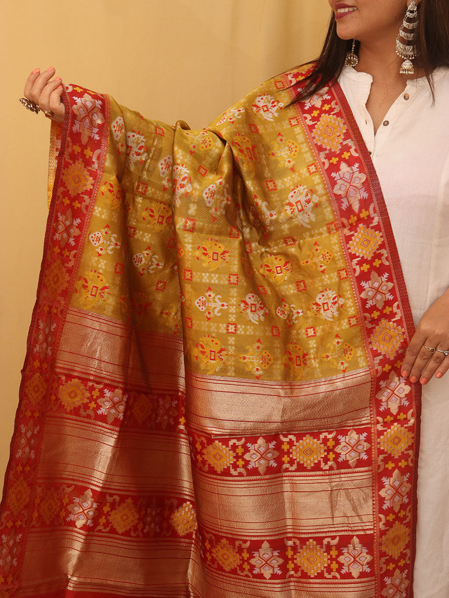 Yellow Patola Silk Dupatta - Luxurion World