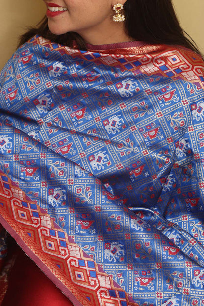 Elegant Blue Patola Silk Dupatta - Luxurion World