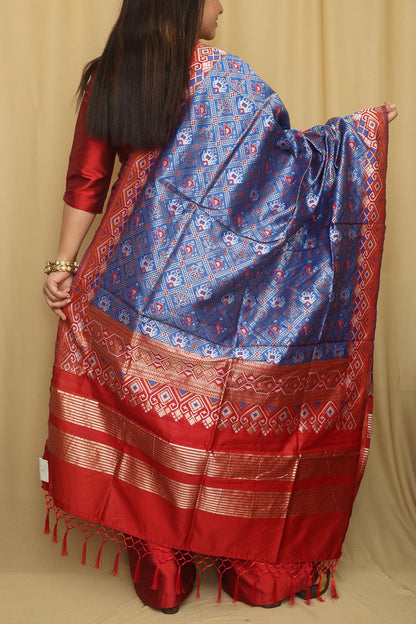 Elegant Blue Patola Silk Dupatta - Luxurion World