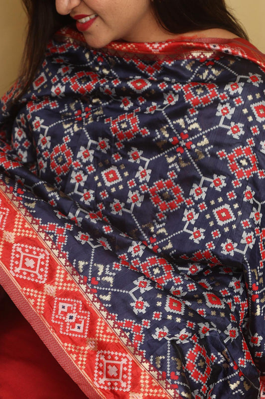Elegant Blue Patola Silk Dupatta - Luxurion World