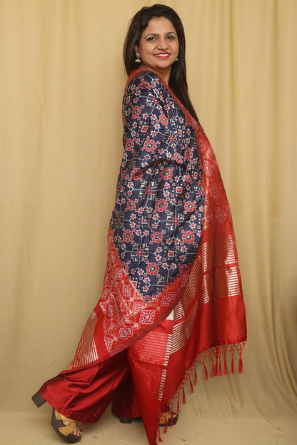 Elegant Blue Patola Silk Dupatta - Luxurion World