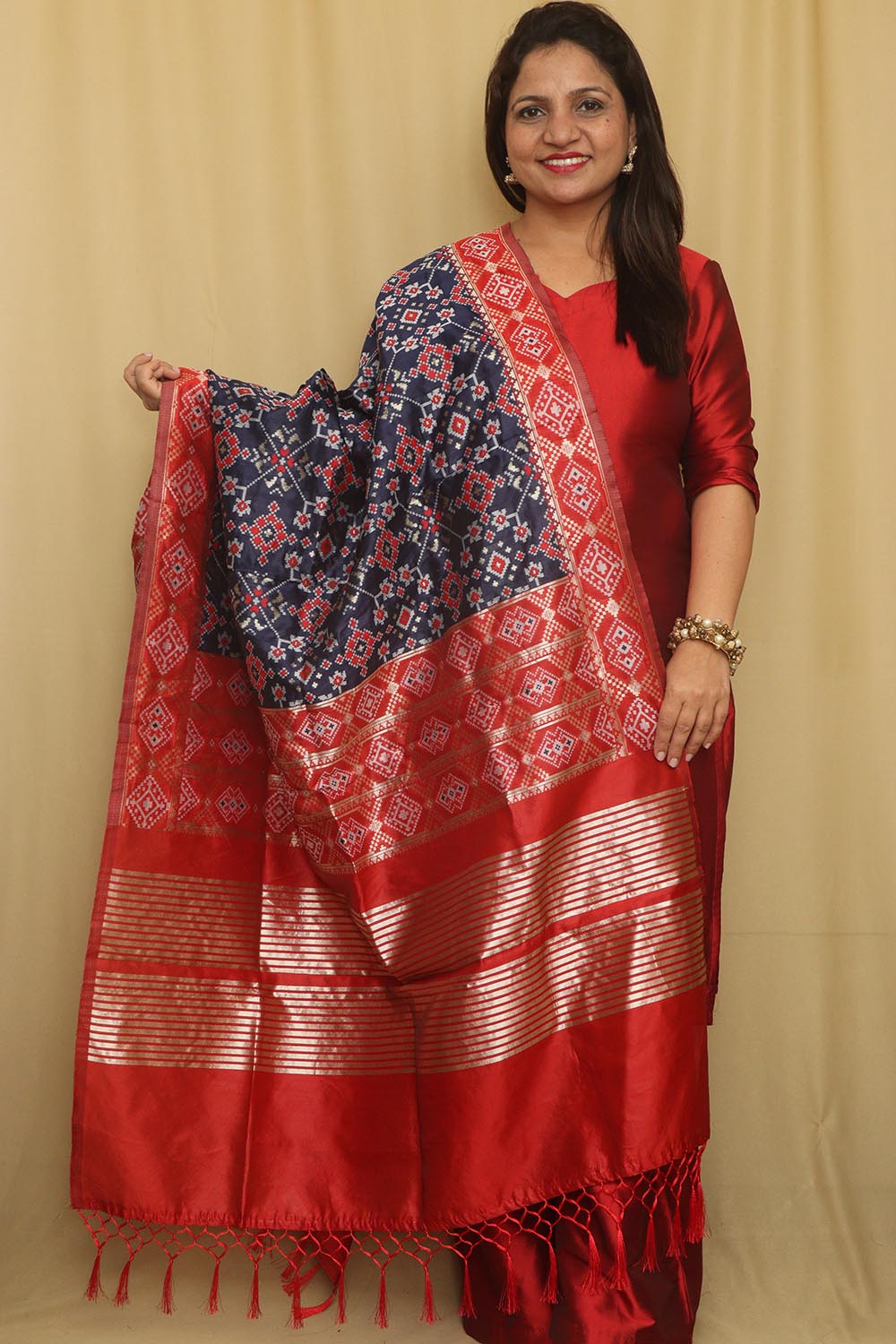 Elegant Blue Patola Silk Dupatta - Luxurion World