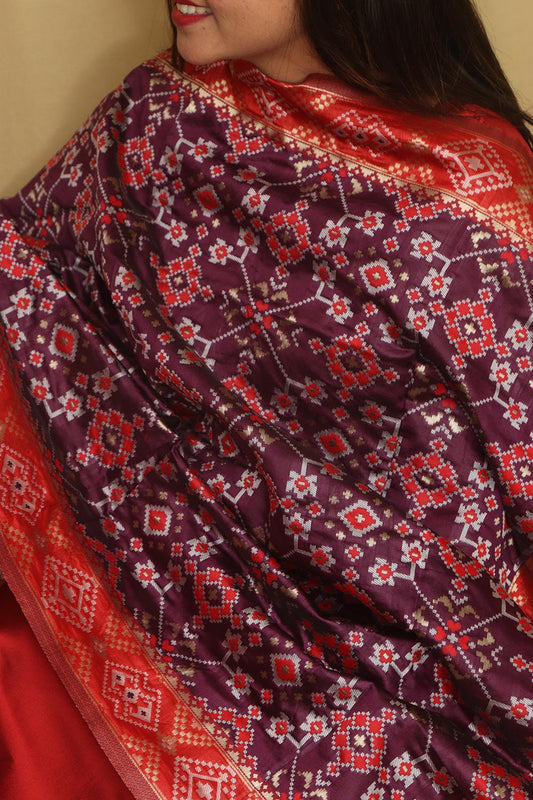 Elegant Purple Patola Silk Dupatta - Luxurion World