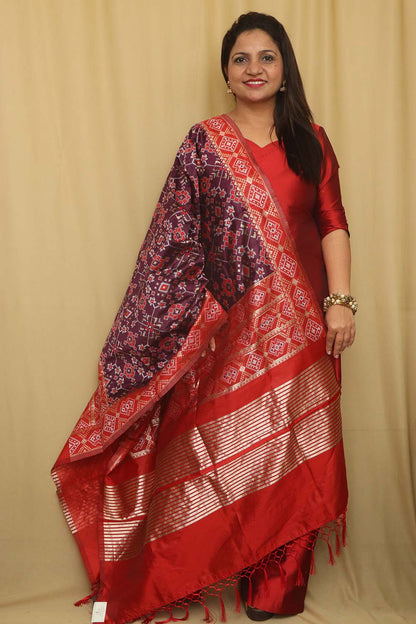 Elegant Purple Patola Silk Dupatta - Luxurion World
