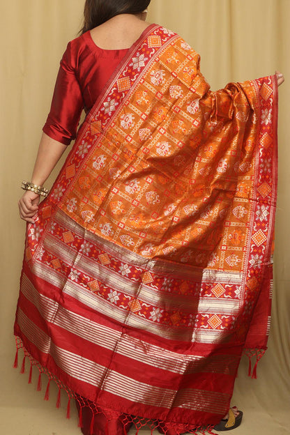 Stunning Orange Patola Silk Dupatta - Perfect Ethnic Accessory - Luxurion World