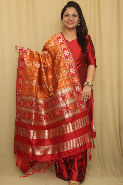 Stunning Orange Patola Silk Dupatta - Perfect Ethnic Accessory - Luxurion World