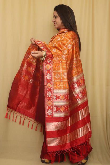 Stunning Orange Patola Silk Dupatta - Perfect Ethnic Accessory - Luxurion World