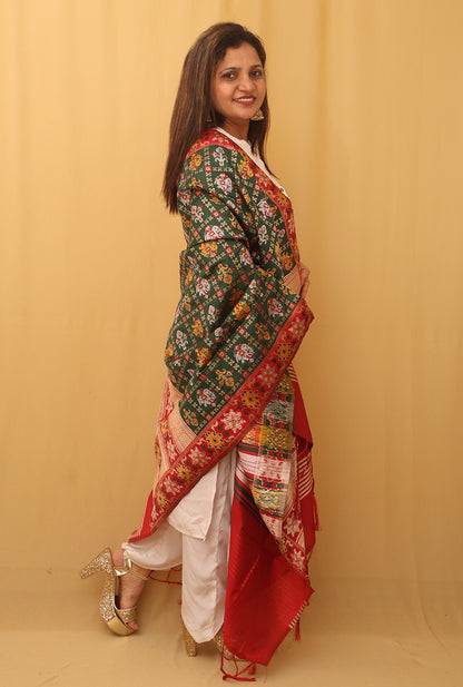 Green Patola Silk Dupatta - Luxurion World