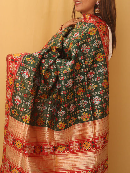 Green Patola Silk Dupatta - Luxurion World
