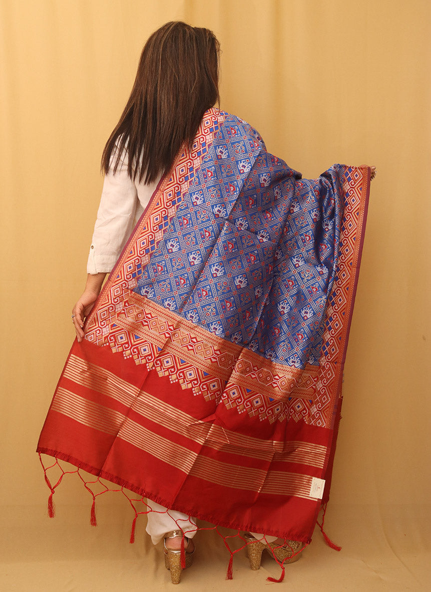 Elegant Blue Patola Silk Dupatta - Luxurion World