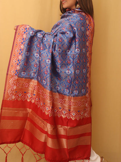 Elegant Blue Patola Silk Dupatta - Luxurion World