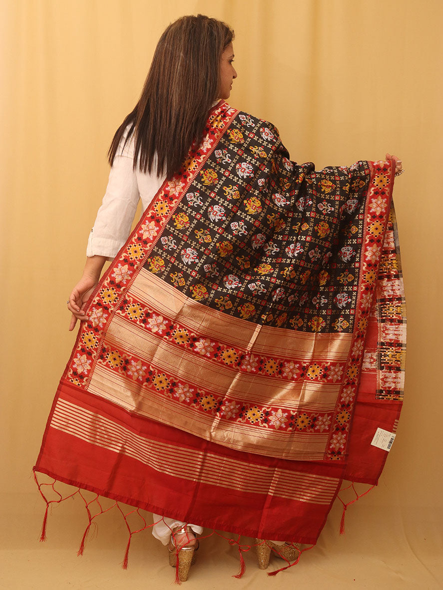 Black Patola Silk Dupatta - Luxurion World