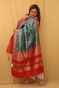 Stunning Green and Blue Patola Silk Dupatta - Luxurion World