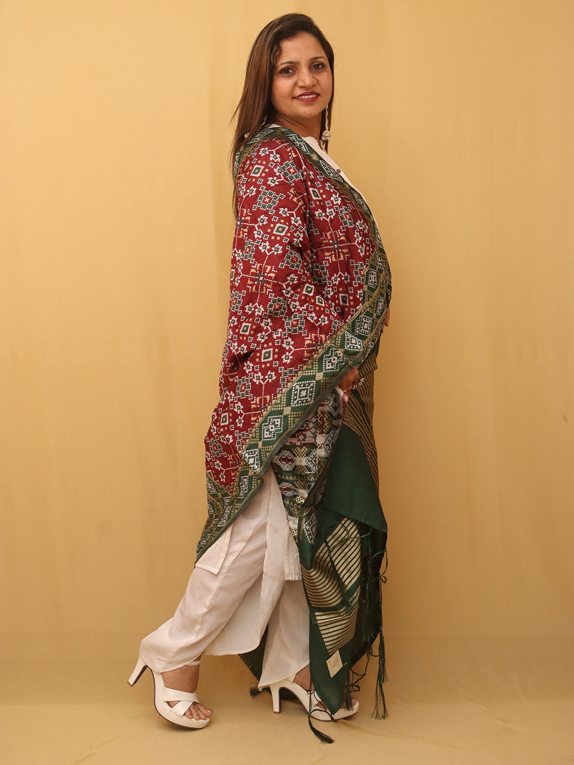 Maroon Patola Silk Dupatta - Luxurion World