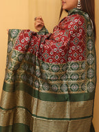 Maroon Patola Silk Dupatta - Luxurion World