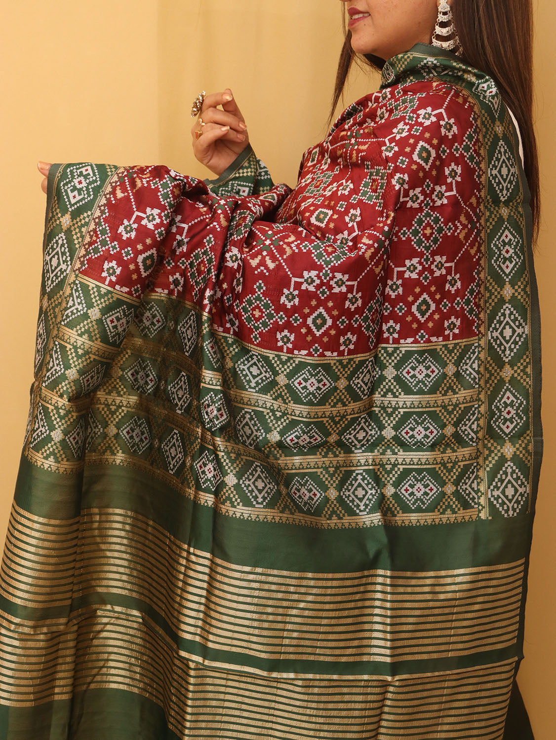 Maroon Patola Silk Dupatta - Luxurion World