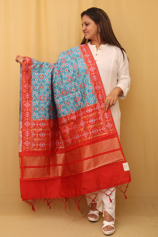 Blue Patola Silk Dupatta - Luxurion World