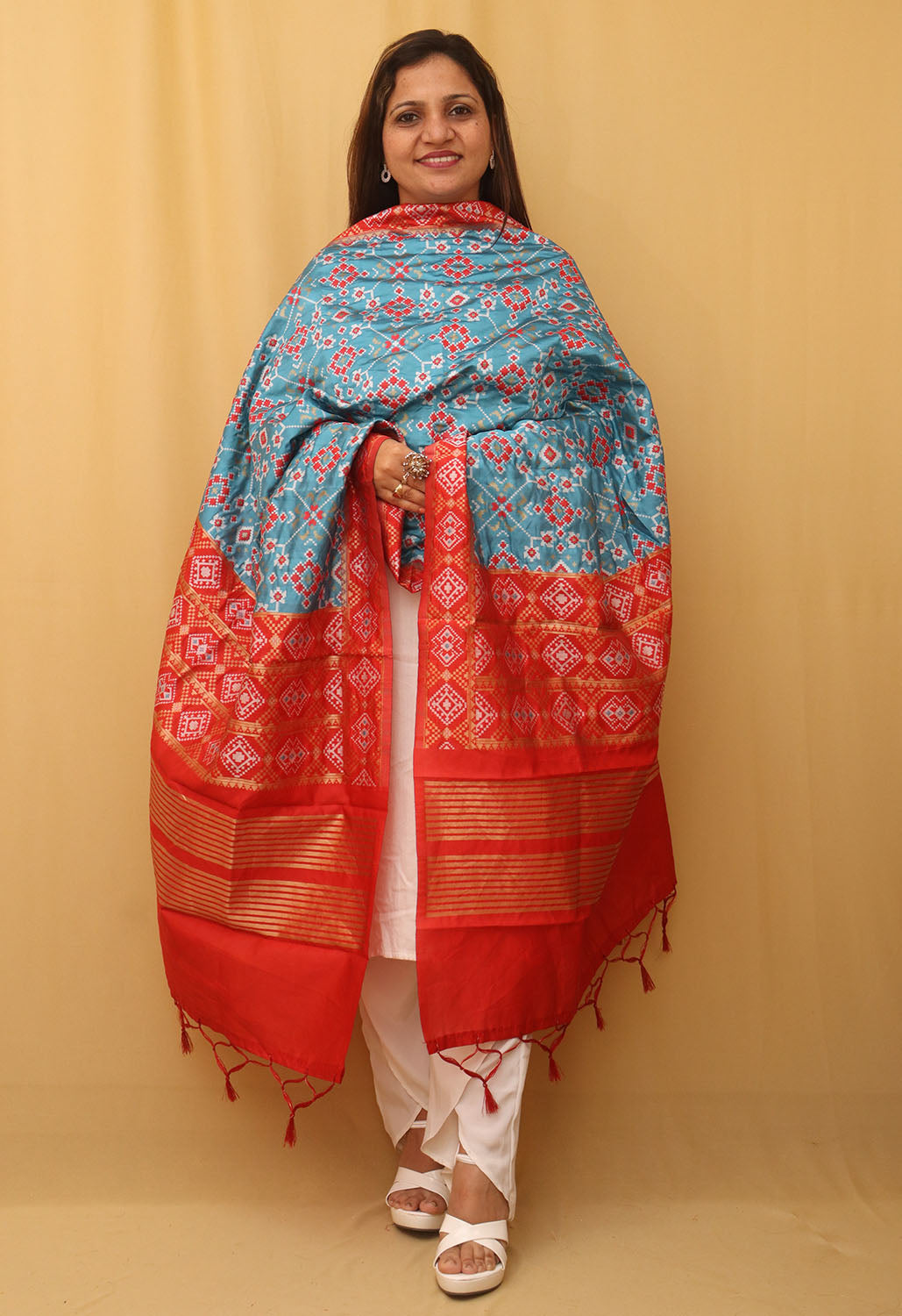 Blue Patola Silk Dupatta - Luxurion World