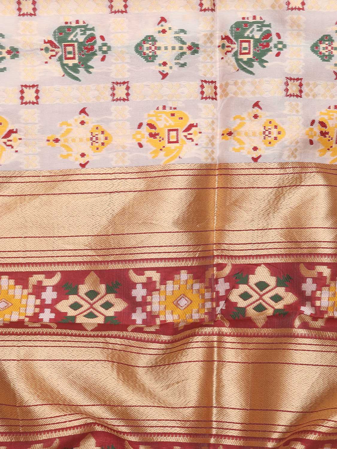Off White Patola Silk Dupatta - Luxurion World