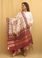 Off White Patola Silk Dupatta - Luxurion World