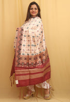 Off White Patola Silk Dupatta - Luxurion World