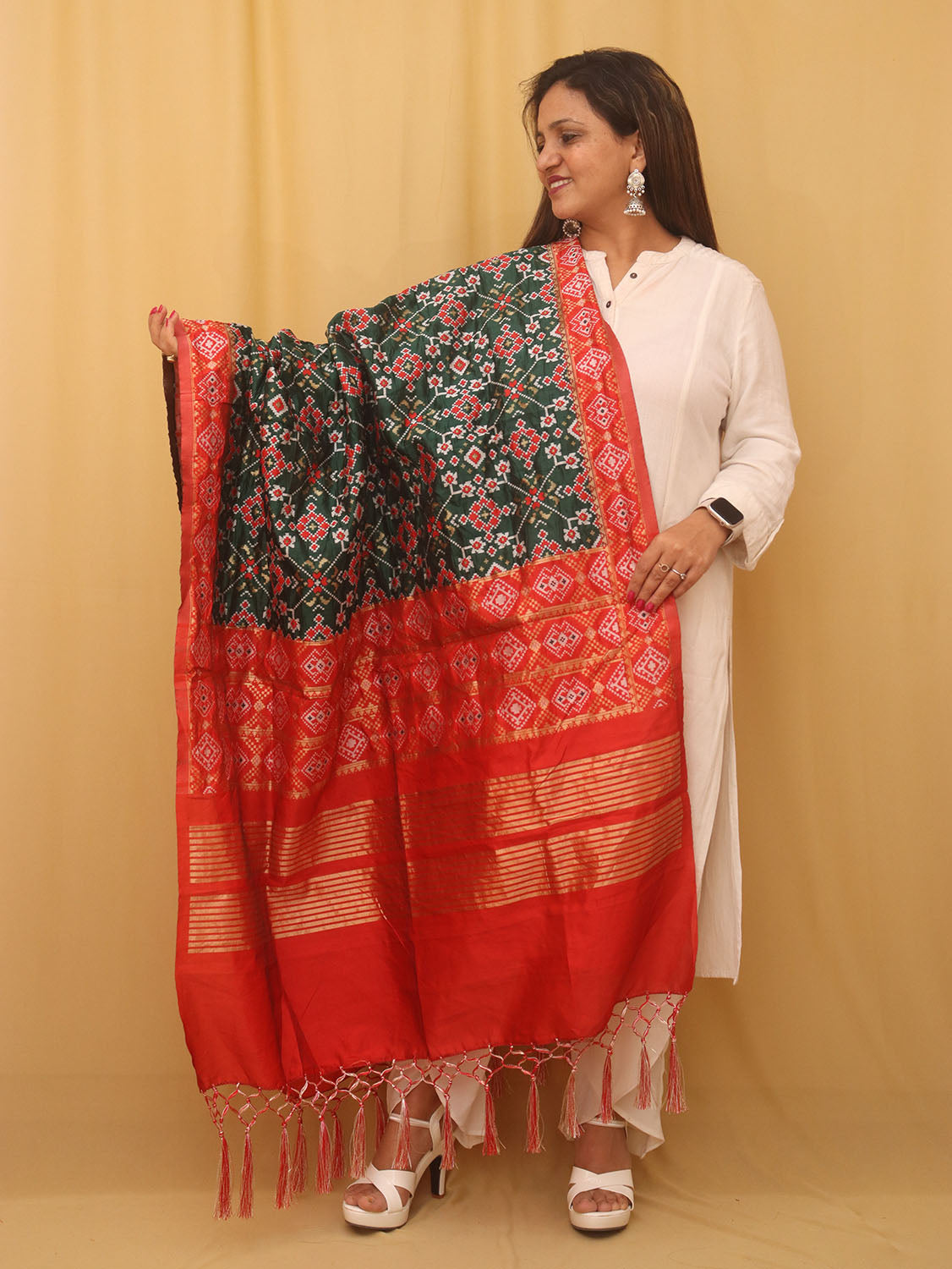 Green Patola Silk Dupatta - Luxurion World