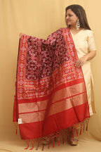 Maroon Patola Silk Dupatta - Luxurion World