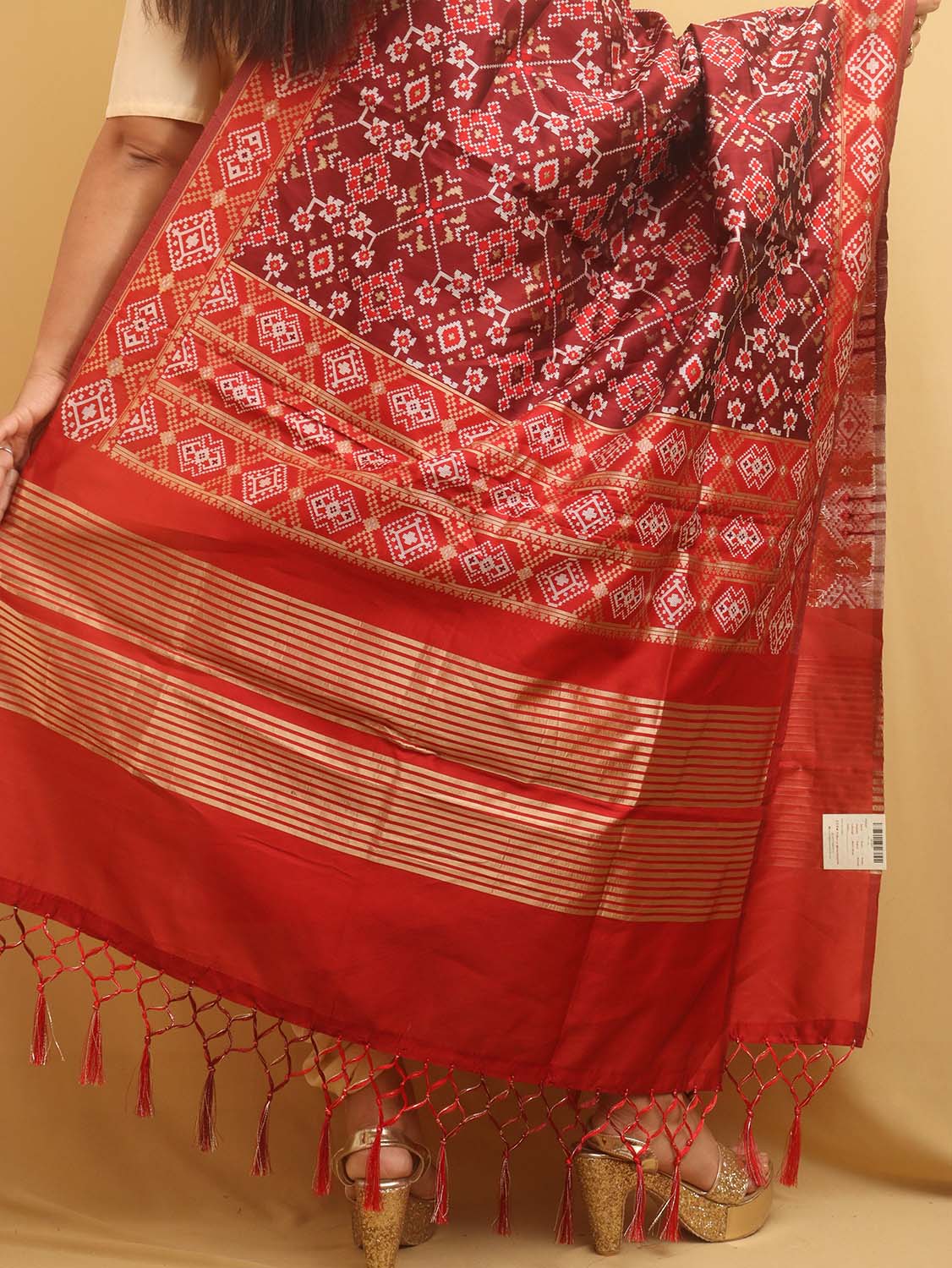 Maroon Patola Silk Dupatta - Luxurion World