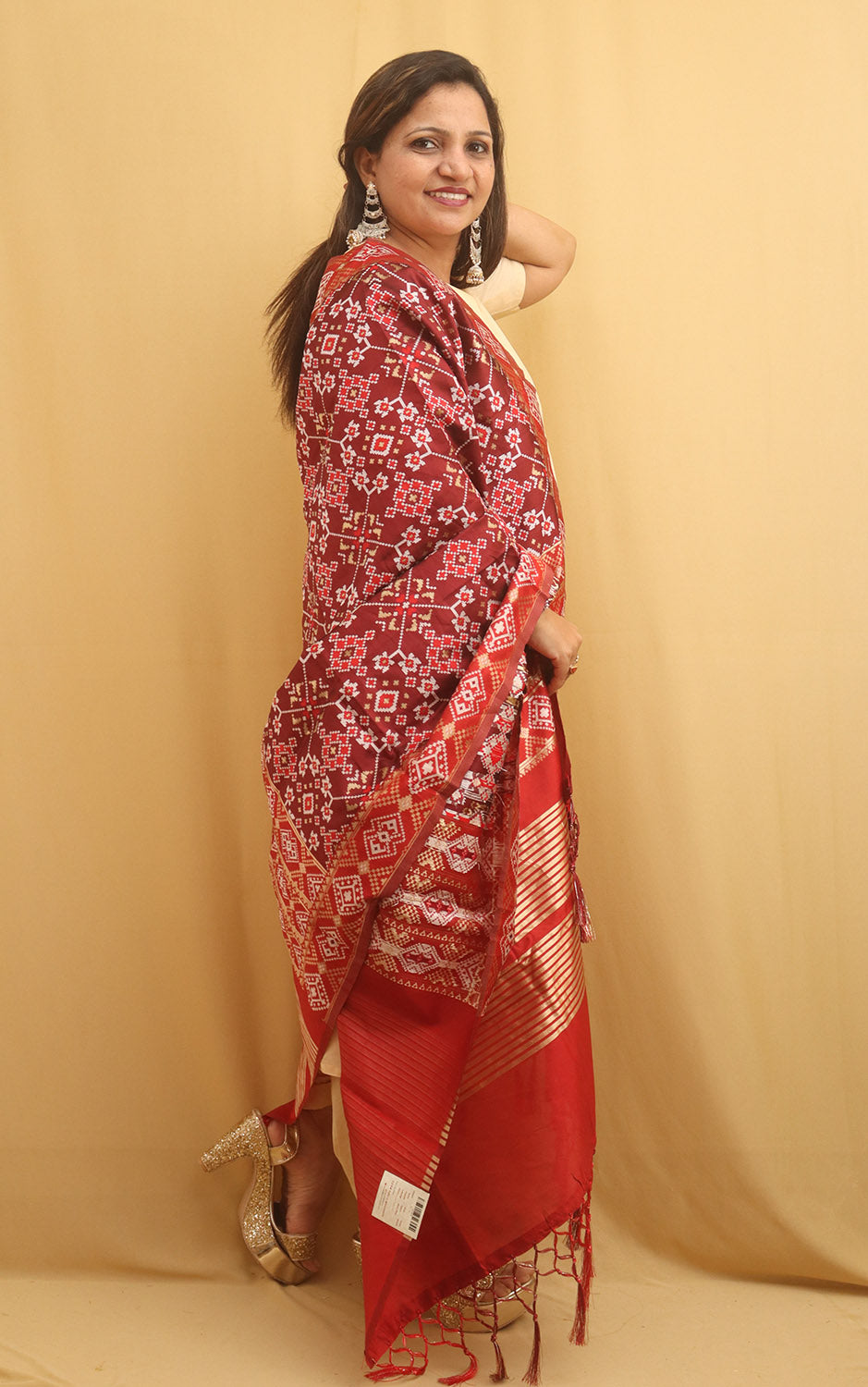 Maroon Patola Silk Dupatta - Luxurion World