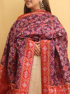 Purple Patola Silk Traditional Design Dupatta - Luxurion World