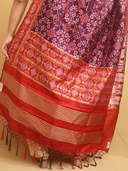 Purple Patola Silk Traditional Design Dupatta - Luxurion World