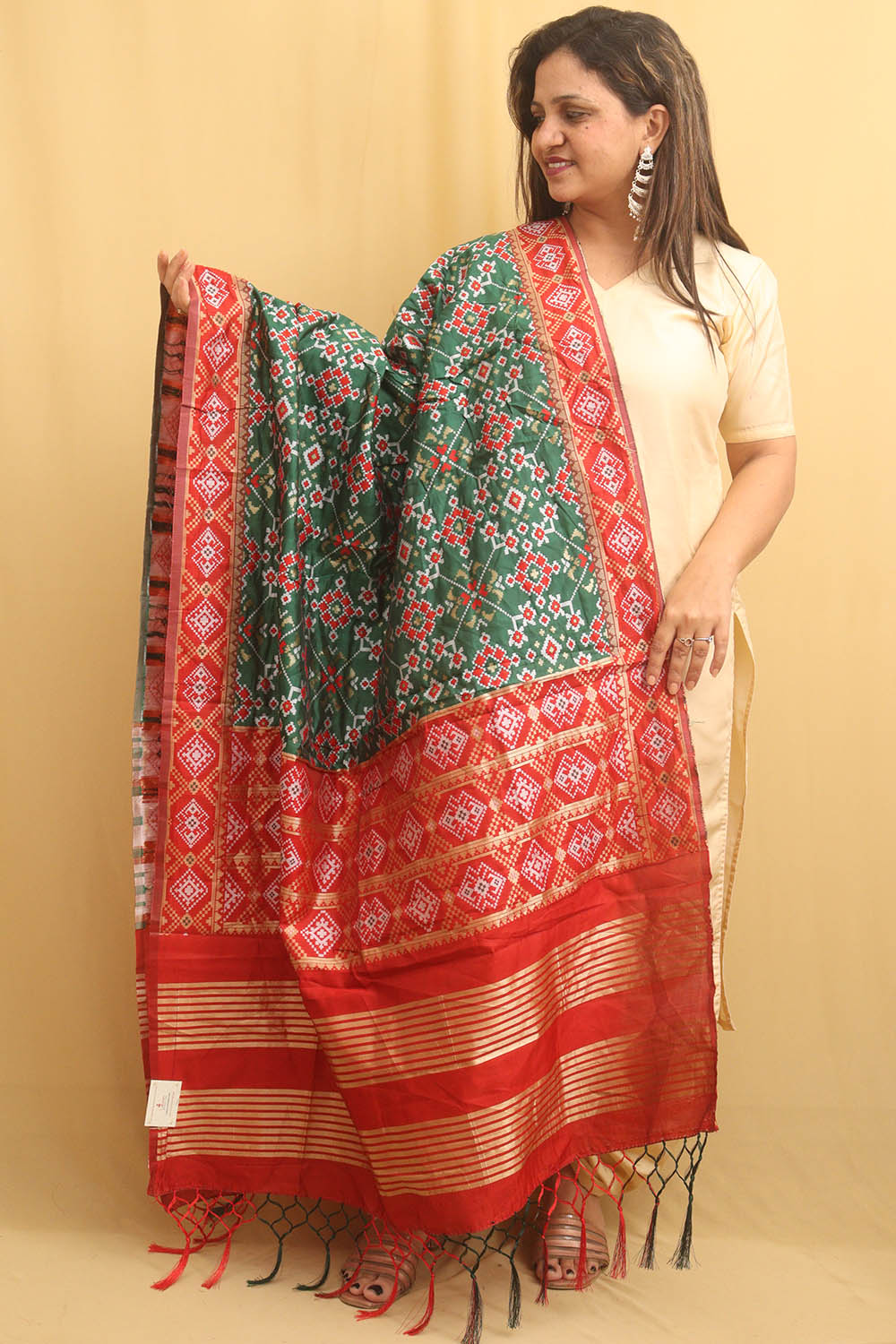 Green Patola Silk Dupatta - Luxurion World