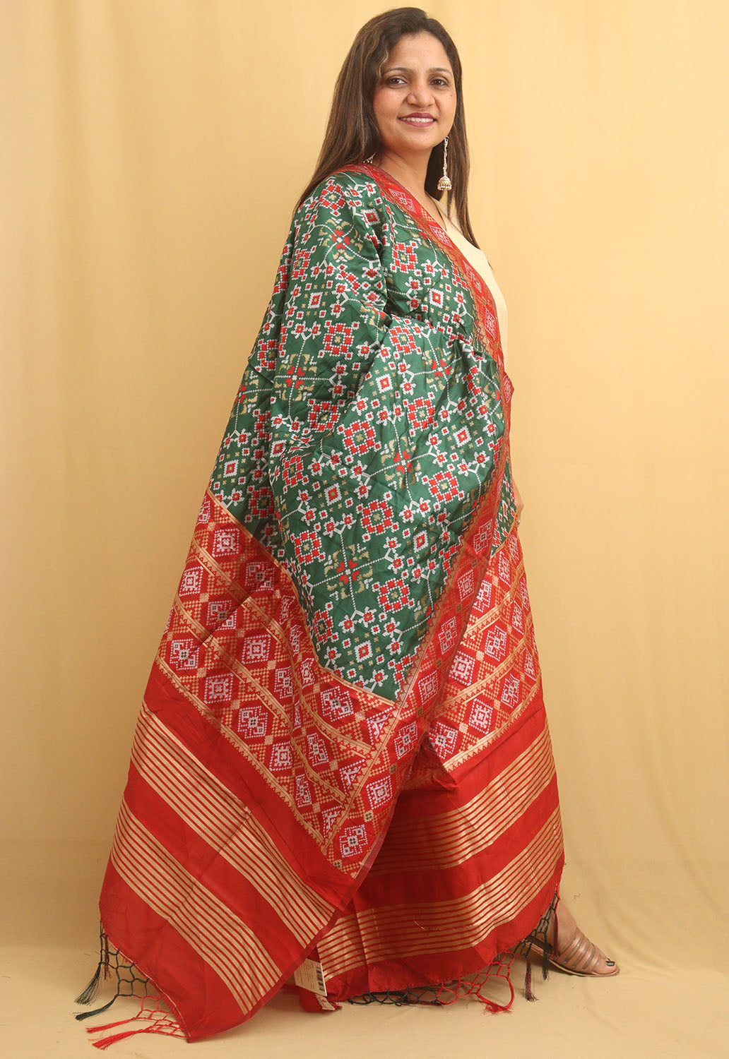 Green Patola Silk Dupatta - Luxurion World
