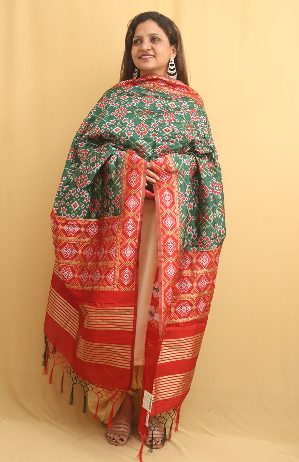 Green Patola Silk Dupatta - Luxurion World