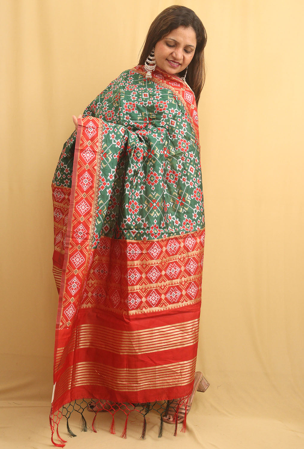 Green Patola Silk Dupatta - Luxurion World