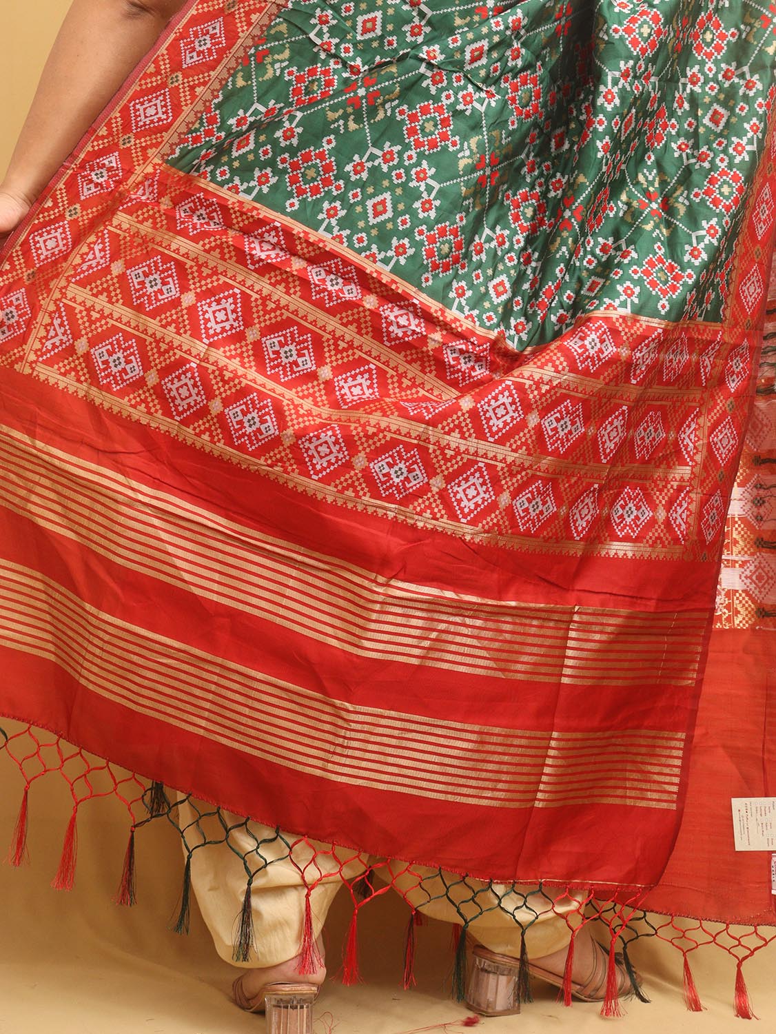 Green Patola Silk Dupatta - Luxurion World