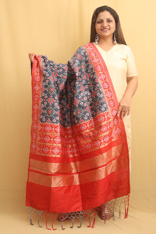 Grey Patola Silk Dupatta - Luxurion World
