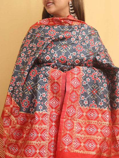 Grey Patola Silk Dupatta - Luxurion World